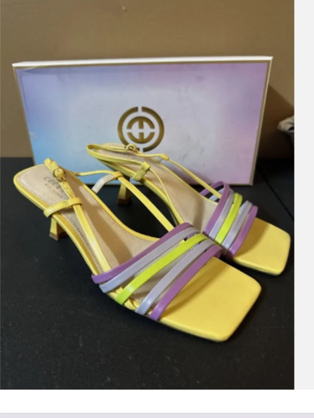 Cecelia New York Leather Heeled Sandals-Kasper-Yellow Multi-8M-A596561